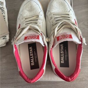 Golden Goose Ball Star White and Red Sneakers